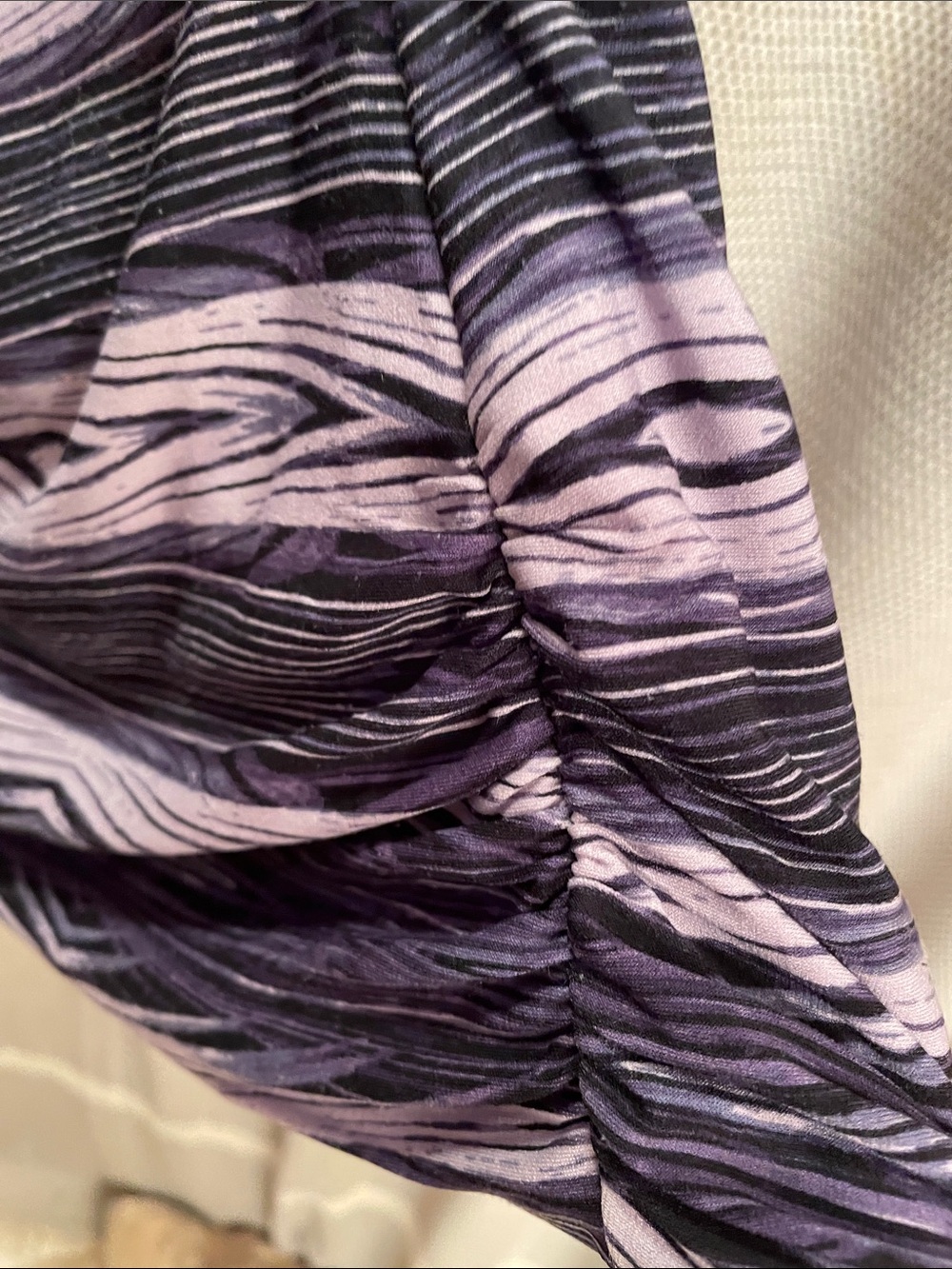 Jennifer Lopez Purple and Light Lavender Wave-Print Draped Blouse - Picture 3 of 9